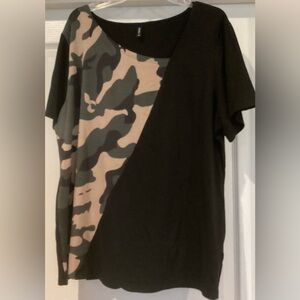 Women’s Camo Print Soft Asymmetrical Top